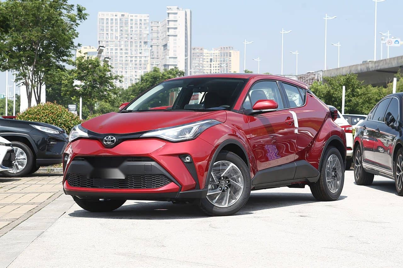 2021 Toyota C-HR 2.0L petrol in red, front three-quarter view